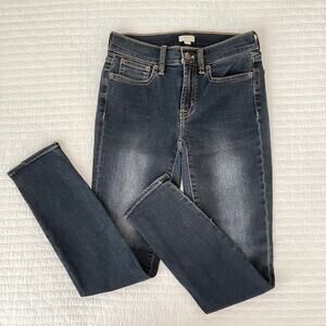 J.Crew Mid Rise Stretch Skinny Ankle Jeans in Dark Blue Wash Denim Size 24